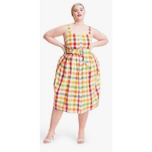 Christopher John Rogers X Target Plaid Bubble Hem Cotton Blend Dress 20/22W NWT